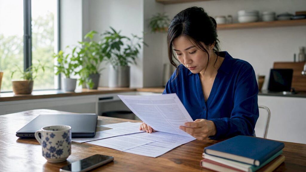 Woman reviewing creator online privacy guidelines