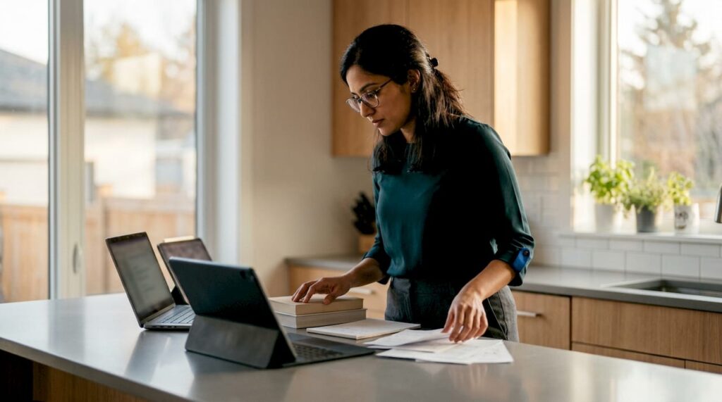 Cybersecurity analyst reviewing digital data