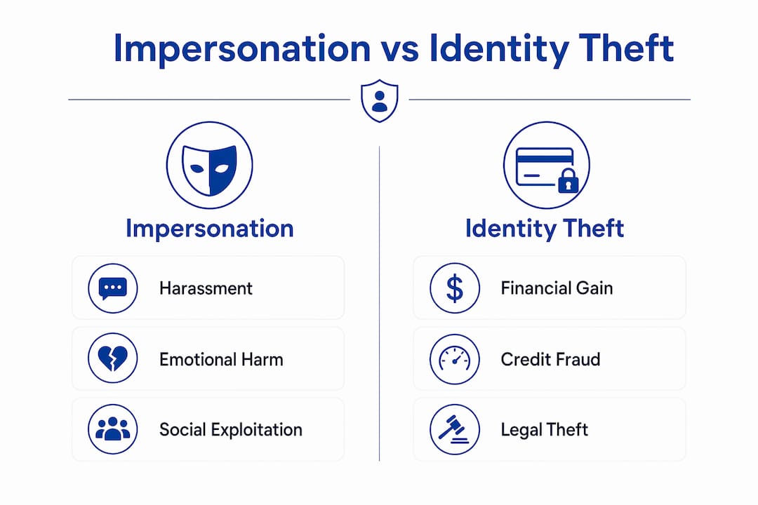 Comparative infographic on impersonation and identity theft