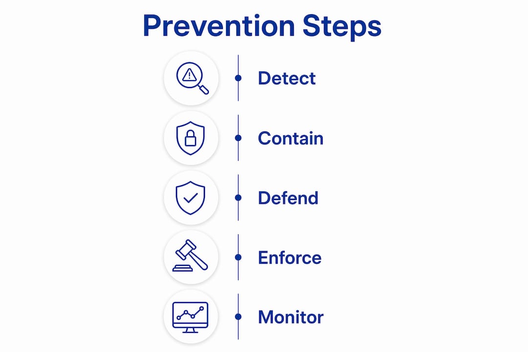 Infographic illustrating steps to prevent unauthorized sharing