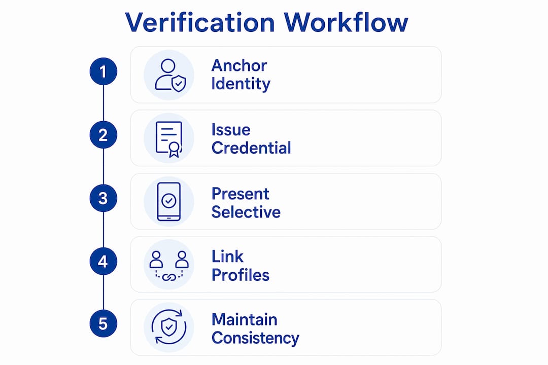 Infographic illustrating the identity verification workflow steps